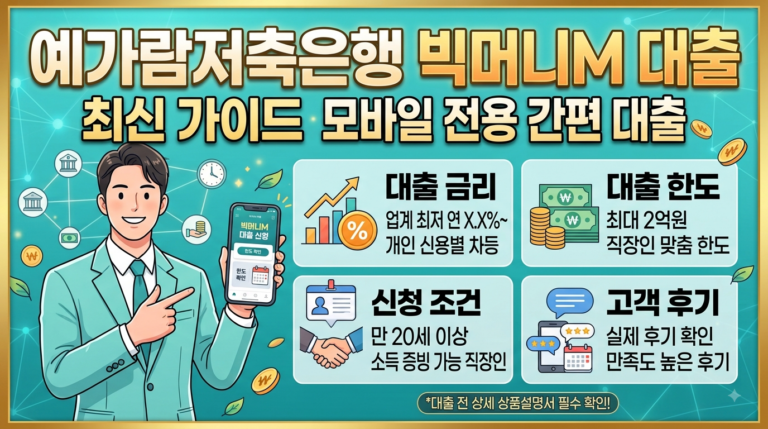 예가람저축은행 빅머니M 대출조건