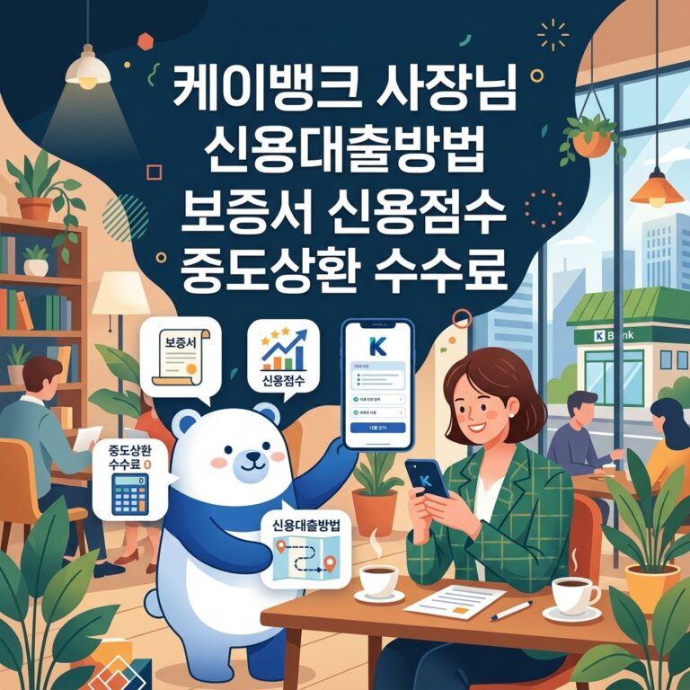 케이뱅크 사장님 신용대출방법 보증서 신용점수 중도상환 수수료